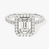 Emerald Halo Moissanite Engagement Ring with Pave Set Side Stones (1.50 CT)
