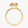 Emerald Cut Peach Morganite Halo Engagement Ring with Sidestones