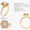 Emerald Cut Peach Morganite Halo Engagement Ring with Sidestones