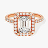 Emerald Halo Moissanite Engagement Ring with Pave Set Side Stones (2.00 CT)