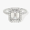 Emerald Halo Moissanite Engagement Ring with Pave Set Side Stones (2.00 CT)