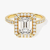 Emerald Halo Moissanite Engagement Ring with Pave Set Side Stones (2.00 CT)