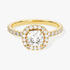 Cushion Halo Moissanite Engagement Ring with Pave Set Side Stones (1.00 CT)