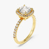 Cushion Halo Moissanite Engagement Ring with Pave Set Side Stones (1.50 CT)