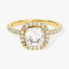 Cushion Halo Moissanite Engagement Ring with Pave Set Side Stones (1.50 CT)