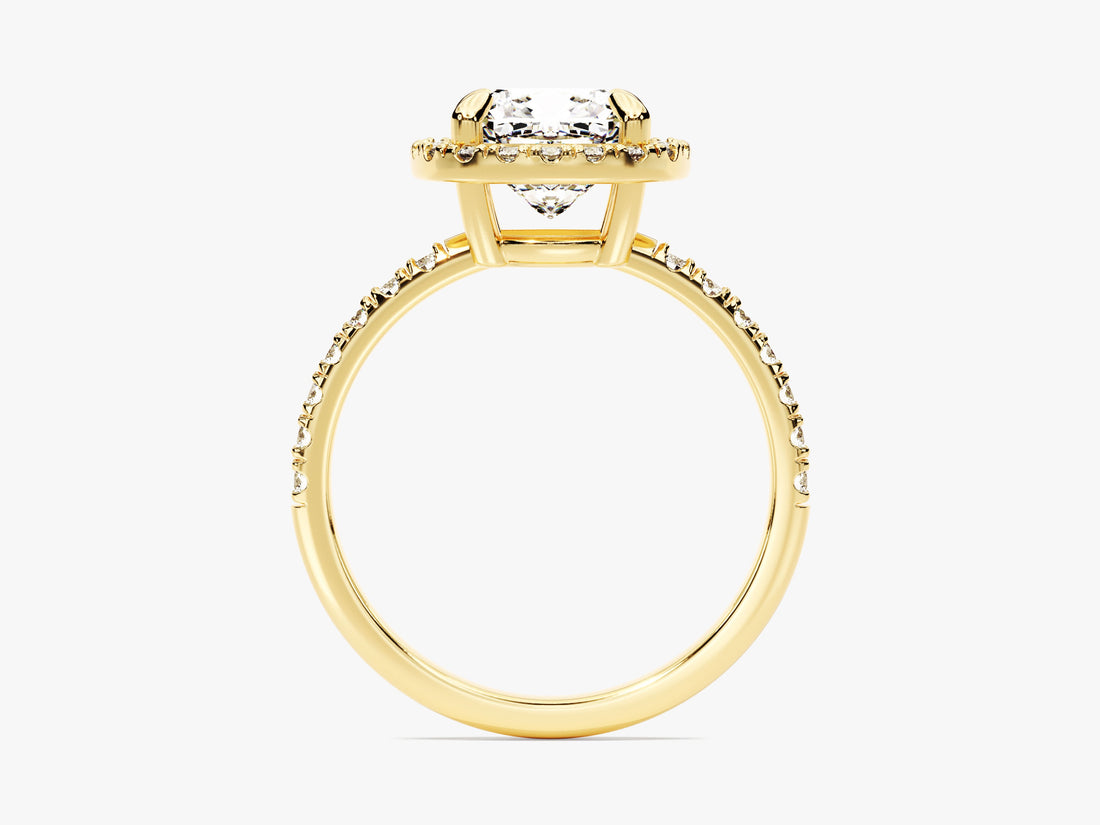 Cushion Halo Moissanite Engagement Ring with Pave Set Side Stones (2.00 CT)