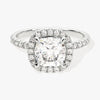 Cushion Halo Moissanite Engagement Ring with Pave Set Side Stones (2.00 CT)