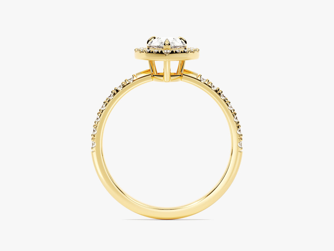 Pear Halo Moissanite Engagement Ring with Pave Set Side Stones (1.00 CT)