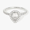 Pear Halo Moissanite Engagement Ring with Pave Set Side Stones (1.00 CT)