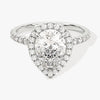 Pear Halo Moissanite Engagement Ring with Pave Set Side Stones (2.00 CT)