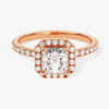 Asscher Halo Moissanite Engagement Ring with Pave Set Side Stones (1.00 CT)
