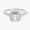 Asscher Halo Moissanite Engagement Ring with Pave Set Side Stones (1.00 CT)