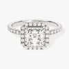 Asscher Halo Moissanite Engagement Ring with Pave Set Side Stones (1.50 CT)