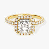 Asscher Halo Moissanite Engagement Ring with Pave Set Side Stones (1.50 CT)