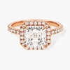 Asscher Halo Moissanite Engagement Ring with Pave Set Side Stones (2.00 CT)