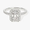 Radiant Halo Moissanite Engagement Ring with Pave Set Side Stones (1.00 CT)