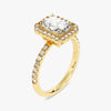 Radiant Halo Moissanite Engagement Ring with Pave Set Side Stones (1.50 CT)