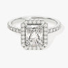 Radiant Halo Moissanite Engagement Ring with Pave Set Side Stones (1.50 CT)