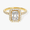 Radiant Halo Moissanite Engagement Ring with Pave Set Side Stones (1.50 CT)