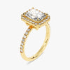 Radiant Halo Moissanite Engagement Ring with Pave Set Side Stones (2.00 CT)
