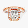 Radiant Halo Moissanite Engagement Ring with Pave Set Side Stones (2.00 CT)