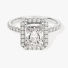 Radiant Halo Moissanite Engagement Ring with Pave Set Side Stones (2.00 CT)