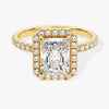 Radiant Halo Moissanite Engagement Ring with Pave Set Side Stones (2.00 CT)