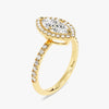 Marquise Halo Moissanite Engagement Ring with Pave Set Side Stones (1.00 CT)