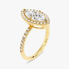 Marquise Halo Moissanite Engagement Ring with Pave Set Side Stones (1.50 CT)