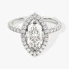 Marquise Halo Moissanite Engagement Ring with Pave Set Side Stones (1.50 CT)