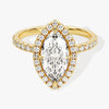 Marquise Halo Moissanite Engagement Ring with Pave Set Side Stones (1.50 CT)