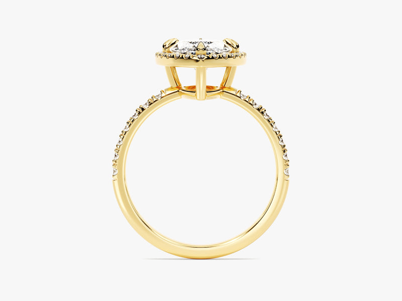 Marquise Halo Moissanite Engagement Ring with Pave Set Side Stones (2.00 CT)