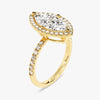Marquise Halo Moissanite Engagement Ring with Pave Set Side Stones (2.00 CT)