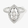 Marquise Halo Moissanite Engagement Ring with Pave Set Side Stones (2.00 CT)