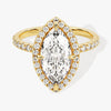 Marquise Halo Moissanite Engagement Ring with Pave Set Side Stones (2.00 CT)