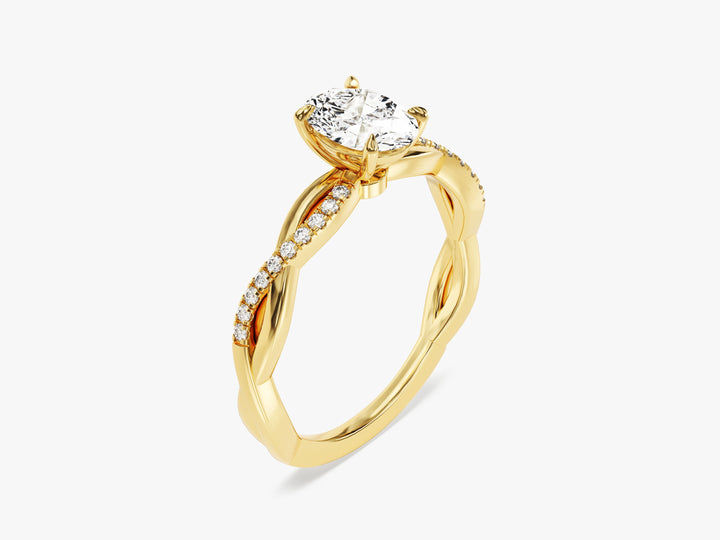 Oval Twisted Moissanite Engagement Ring with Pave Set Side Stones (1.00 CT)
