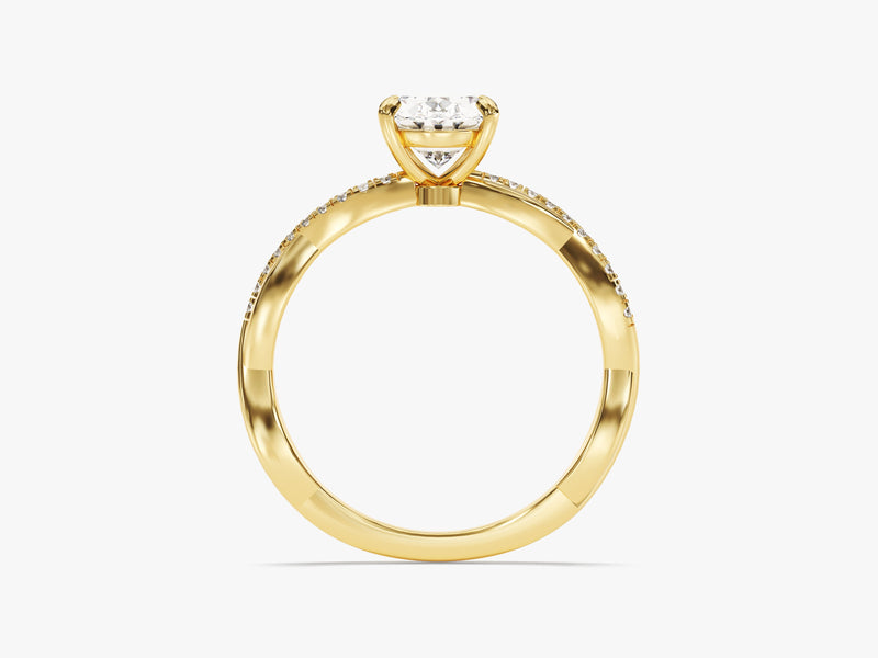 Oval Twisted Moissanite Engagement Ring with Pave Set Side Stones (1.50 CT)