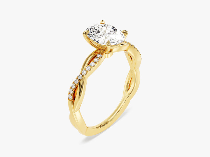 Oval Twisted Moissanite Engagement Ring with Pave Set Side Stones (1.50 CT)