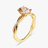 Twisted Oval Cut Peach Morganite Engagement Ring with Sidestones