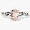 Twisted Oval Cut Peach Morganite Engagement Ring with Sidestones