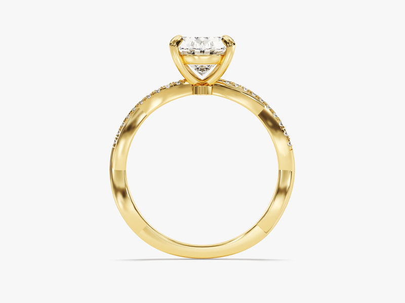 Oval Twisted Moissanite Engagement Ring with Pave Set Side Stones (2.00 CT)