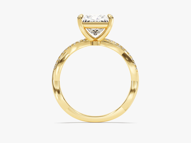 Princess Twisted Moissanite Engagement Ring with Pave Set Side Stones (1.50 CT)