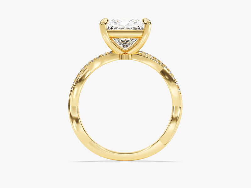 Princess Twisted Moissanite Engagement Ring with Pave Set Side Stones (2.00 CT)