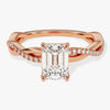 Emerald Twisted Moissanite Engagement Ring with Pave Set Side Stones (1.00 CT)