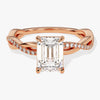 Emerald Twisted Moissanite Engagement Ring with Pave Set Side Stones (1.50 CT)