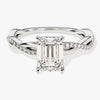 Emerald Twisted Moissanite Engagement Ring with Pave Set Side Stones (1.50 CT)