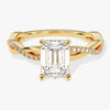 Emerald Twisted Moissanite Engagement Ring with Pave Set Side Stones (1.50 CT)