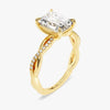 Emerald Twisted Moissanite Engagement Ring with Pave Set Side Stones (2.00 CT)