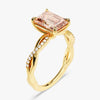Twisted Emerald Cut Peach Morganite Engagement Ring with Sidestones
