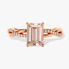 Twisted Emerald Cut Peach Morganite Engagement Ring with Sidestones